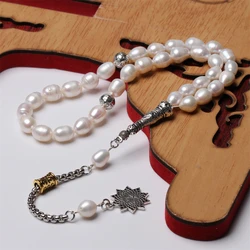 Perla naturale sibha perla d'acqua dolce di alta qualità 8-9mm dimensioni tasbeeh 33 perline di preghiera islamiche Tasbih rosario musulmano tesbih