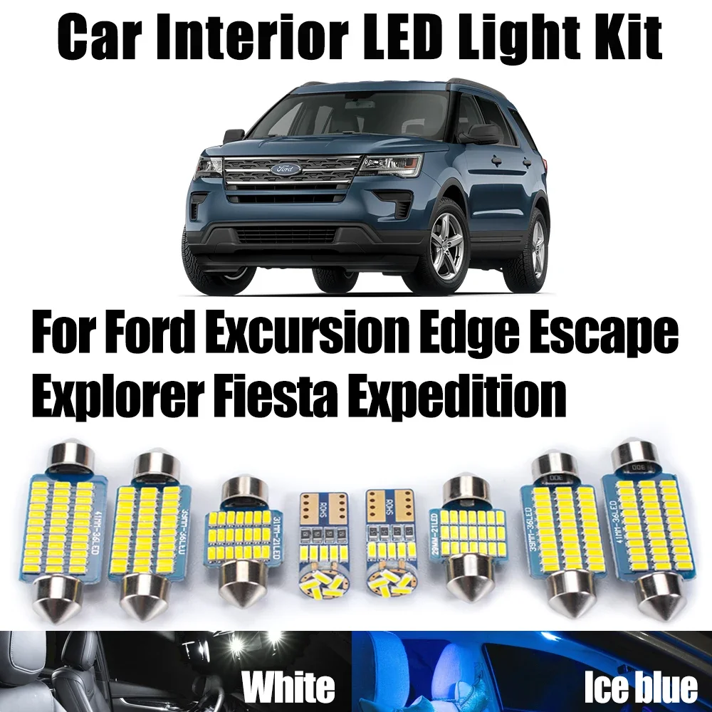 

LED Interior Dome Courtesy Reading Number Plate Light Kit For Ford Excursion Edge Escape Explorer Fiesta Expedition Car Bulbs