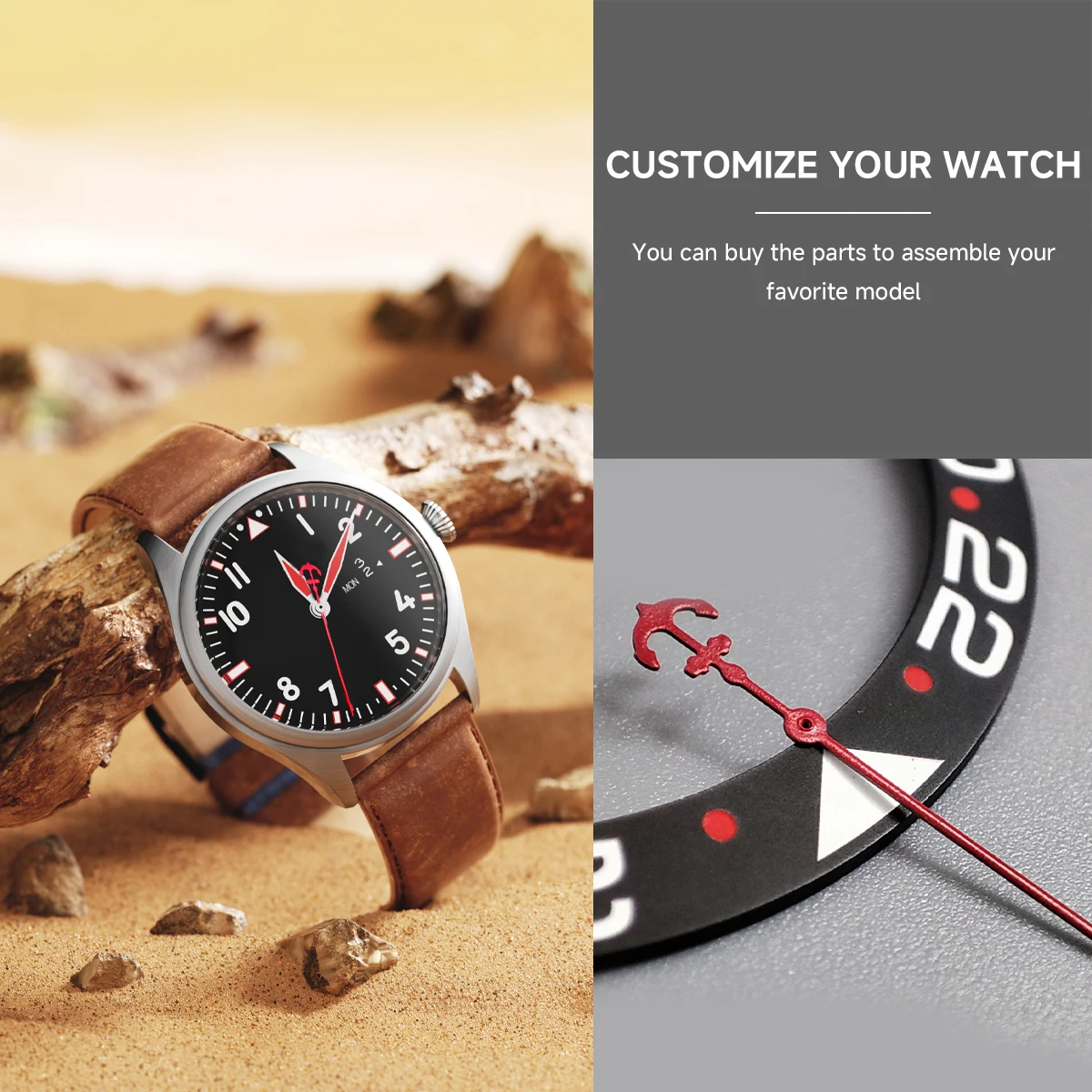 Modified Watch Hand for NH35/NH36/4R Movement Watch Pointer Anchor Shape Shape Pointers Parts Watch Repair Accessories