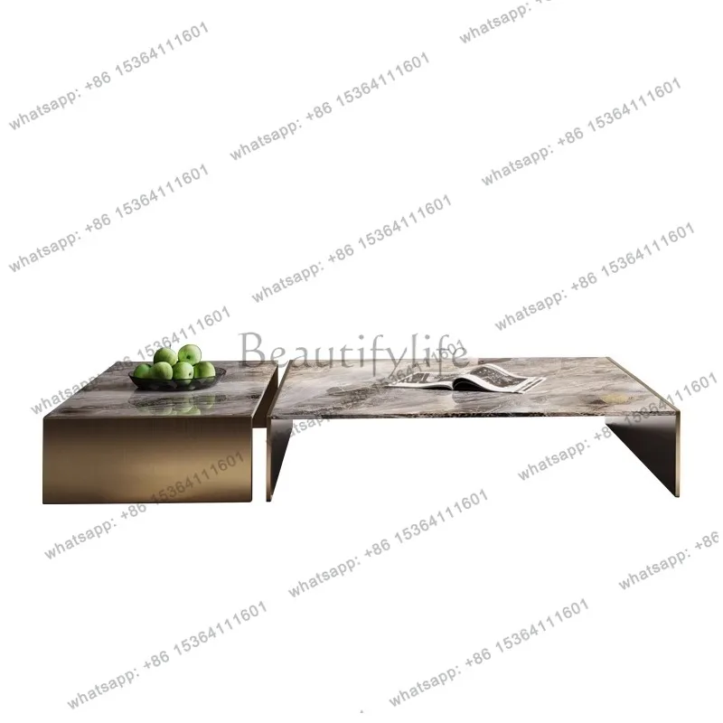 Handmade light luxury minimalist marble surprise hotel coffee table combination