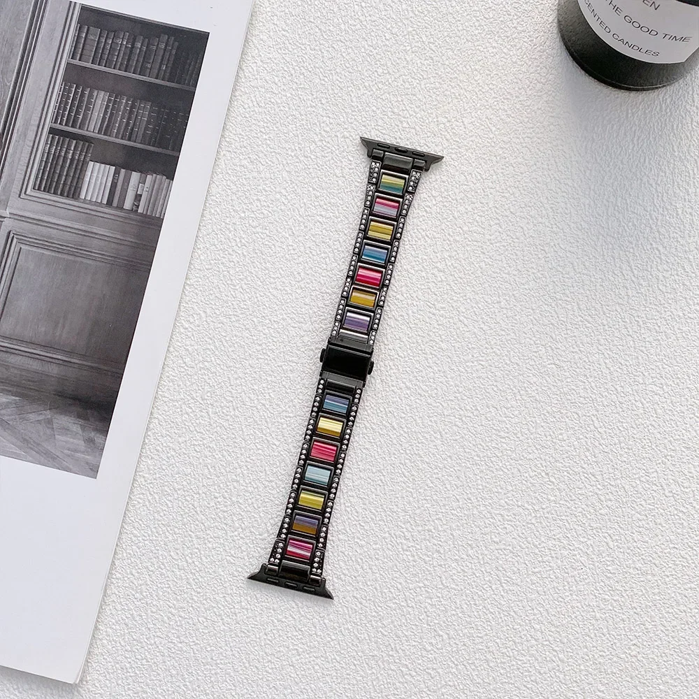 Metal+Resin Strap for Apple Watch Band Ultra 2 49mm 9 8 7 45mm 41mm Bracelet for iWatch Series 6 5 4 3 SE 2 44mm 40mm 42mm 38mm