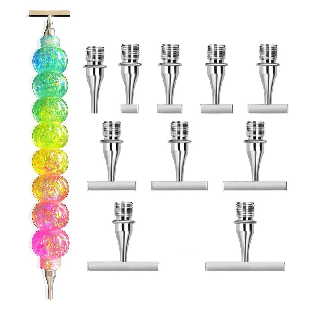 NEW Tanghulu Shape Diamond Painting Pen Colorful Thread Dot Drill Tool Metal Screw Thread Pen Tips Diamond Embroidery Accessorie