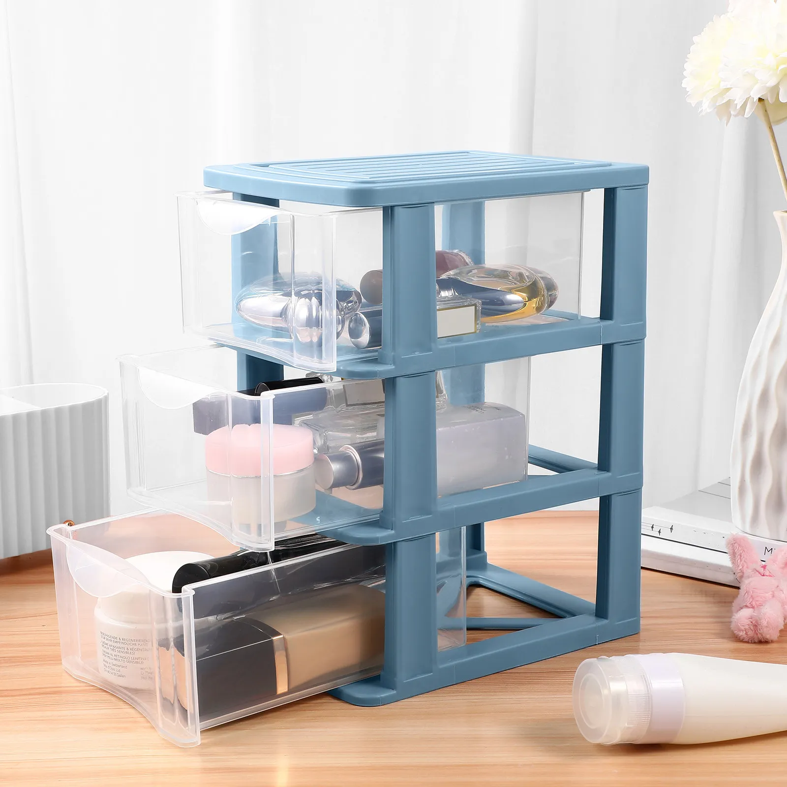 

Трехъярусный настольный органайзер-ящик из пластика для хранения канцелярских принадлежностей, украшений, косметики, кистей для макияжа, для офиса и дома