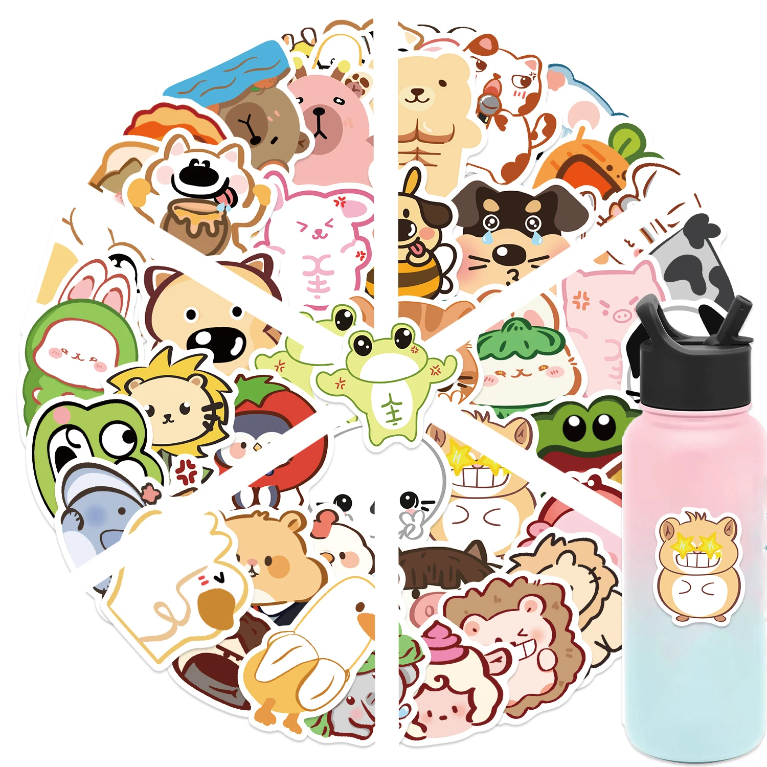 50pcs 추상 동물 의사 비닐 스티커 팩 재미 있은 개구리 팬더 동물 미적 데칼 노트북 물병 스케이트 보드