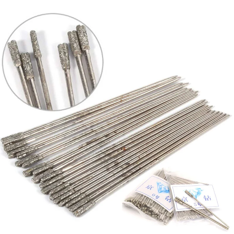 Leijiu Drill Bit 0.6/0.8/1/1.2/1.4mm Shank Coated Lapidary Drill Bits Solid Bits Needle For Jewelry Agate