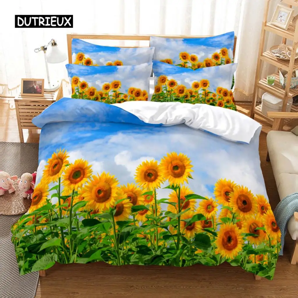 

Sunflower Duvet Cover Duvet Cover Rural Landscape Flowers Theme Bedding Set For Women Girls Bedroom Festival Gifts Decoration