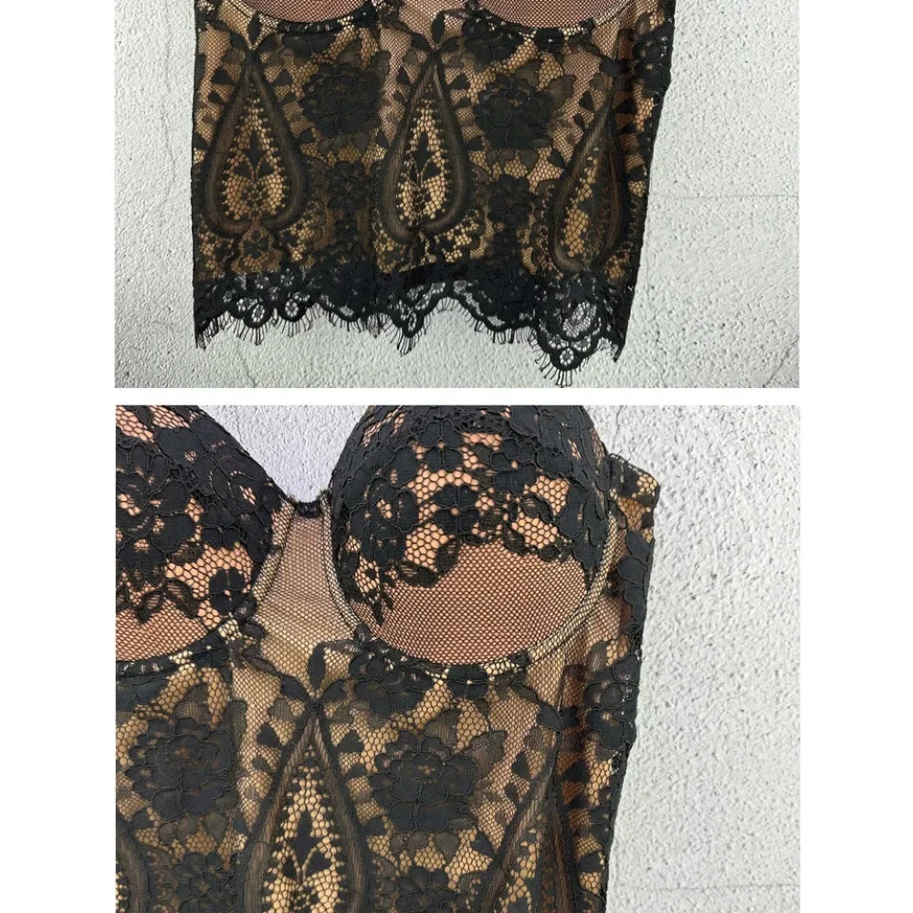 Sexy Lace Women Vintage Hook Flower Hollow Off Shoulder Slim Camis Tank Top Korean Basics Streetwear High Street Odzież letnia