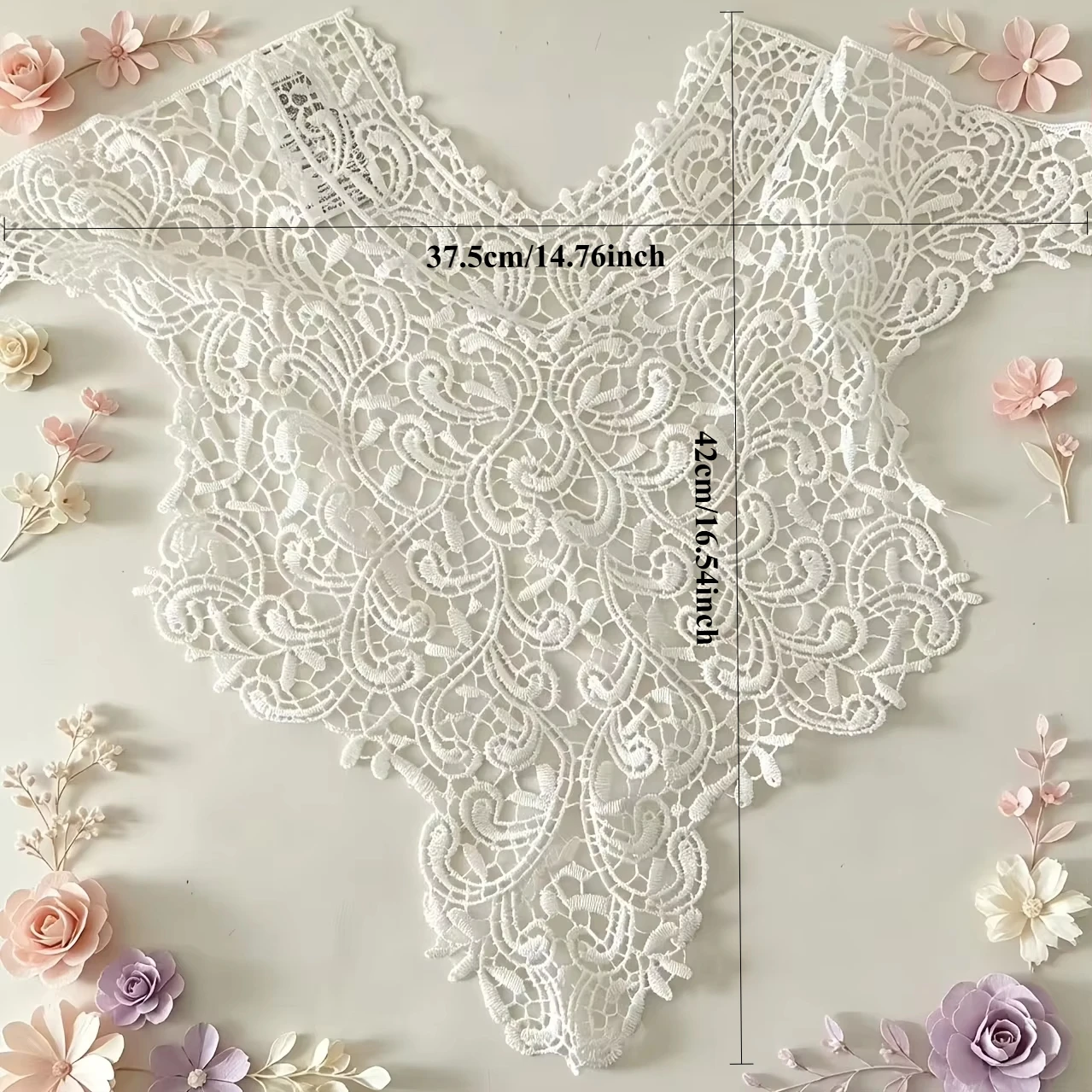 Elegant Vintage Lace Shawl False Collar,Hollow-Out Crochet Front Collar Accessory,Garment Fake Collar Only (No Clothing Included