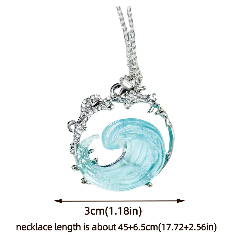 Jewelry for Women Geometry Resin Ocean Wave Earrings Necklace Rings Vintage Boho Sea Blue Dangle Earring Ladies Accessories