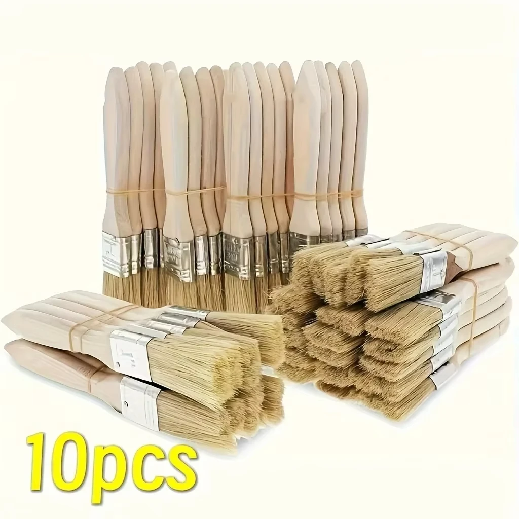 

10pcs pig mane brushes, suitable for art, handicrafts, plastering, painting, glue application, wooden handles