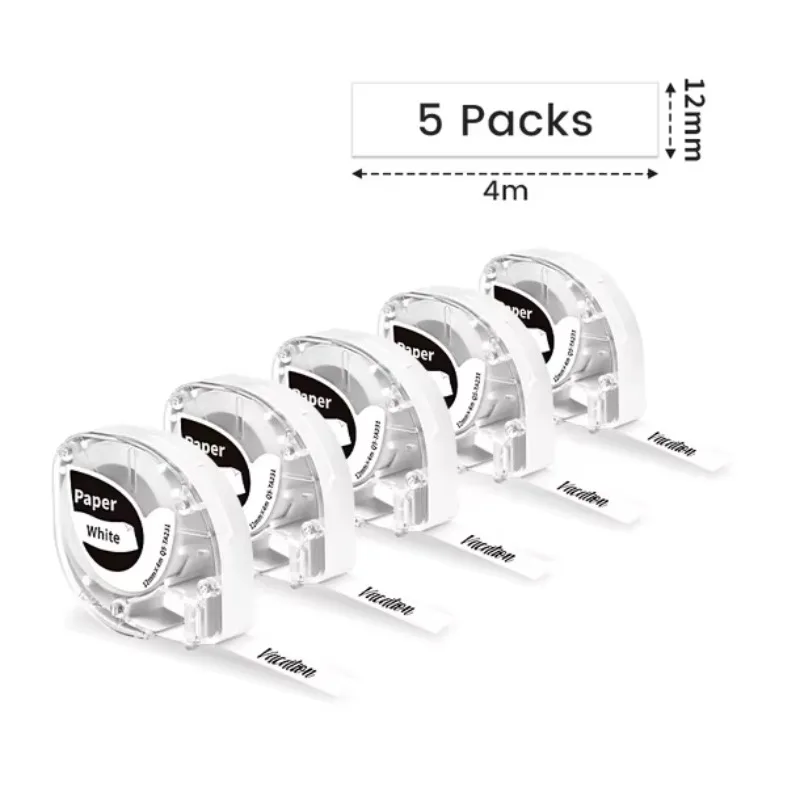 

Phomemo 12mm X 4m Label Maker Tape Paper Material Compatible Dymo LetraTag LT-100H Phomemo P12 P12-Pro LT12 Label Maker Masking