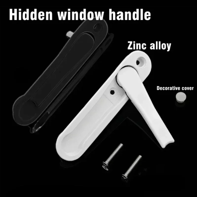 

1pcs White/Black Zinc Alloy Hidden Window Handle Windows Hardware Accessories Screen handle with screws