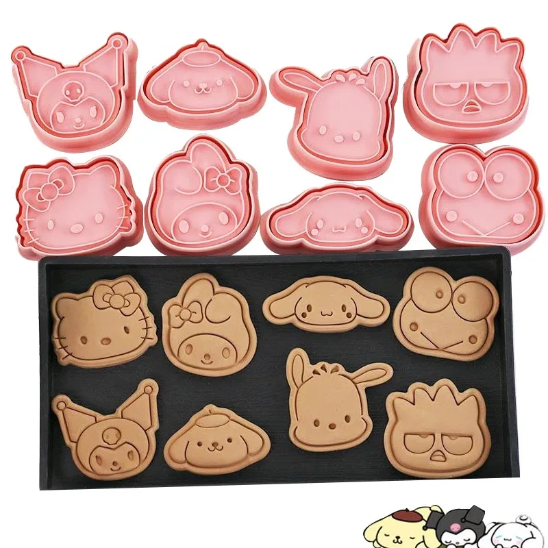 

Kawaii Sanrioed Mooncake Mold Cartoon Hello Kitty Kuromi My Melody Keroppi Cookie Cutters Party Pastry Decorating Kitchen Tools