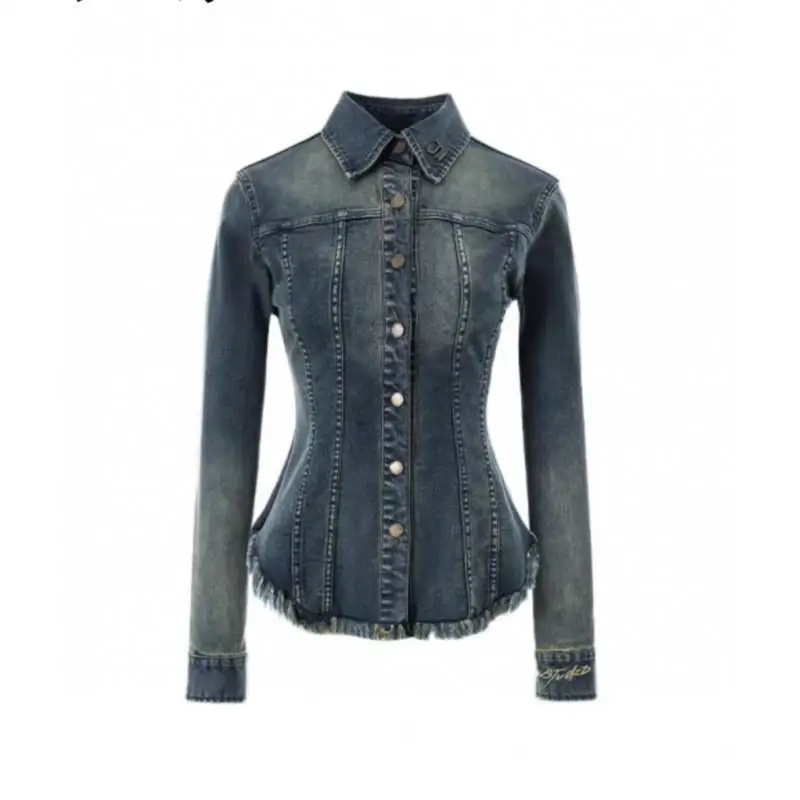 Women's Retro Denim irt Jaet Autumn Winter Outerwear Casual Classic Fit Non-Sinking Other Material 00% Sve Length