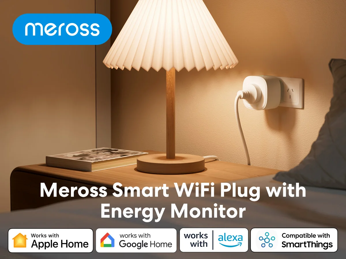منفذ Meross Smart Plug WiFi مع مراقبة الطاقة، وجهاز التحكم عن بعد في التطبيق، ووظيفة التوقيت، متوافق مع Alexa، ومساعد Google