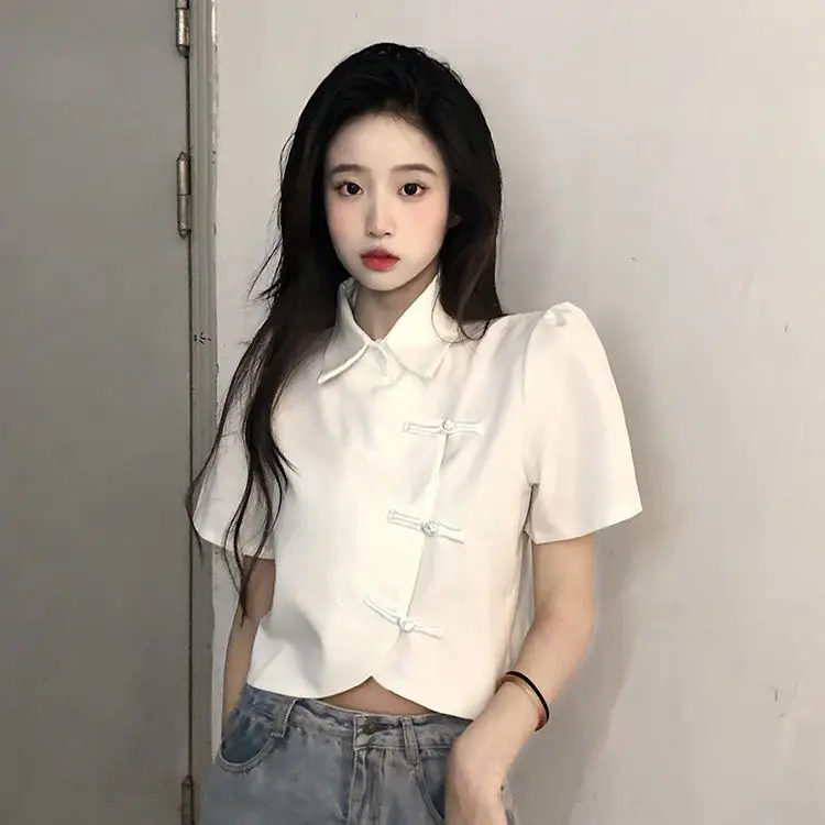 2026 new chinese-style improved cheongsam short top summer women's new irregular hem design short-sleeved stand collar qipao top