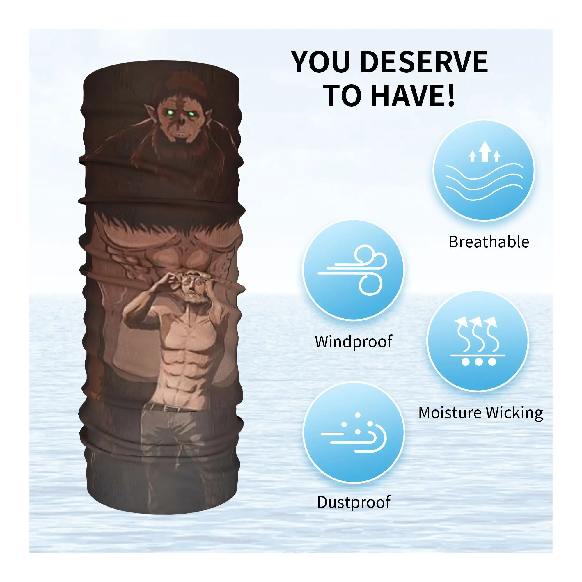 Attack On Titan Zeke Yeager Bandana Neck Gaiter Printed Wrap Mask Scarf Multifunction Balaclava Hiking Fishing For Men Women