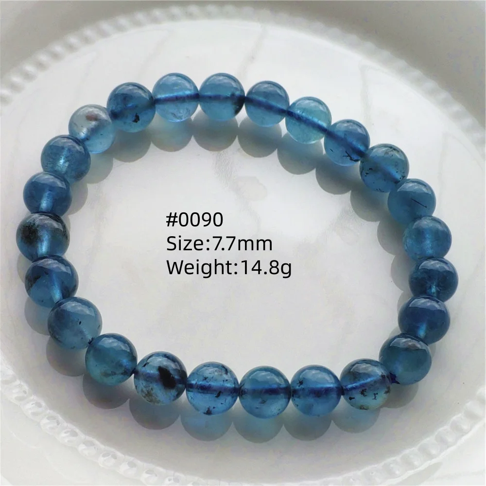 Natural Deep Blue Aquamarine Quartz Bracelet Clear Round Beads Gemstone Stone For Women Men AAAAAAA