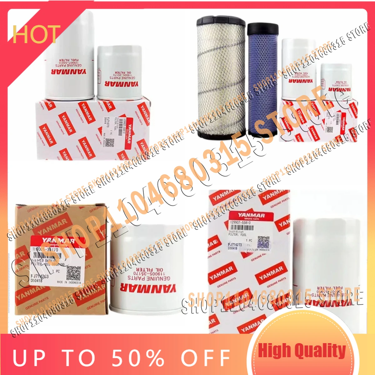 For Sunward 60 70 80E Yanmar 4TNV94 98 High Quality Engine Excavator Oil Filter Cartridge Diesel Filter Cartridge Parts
