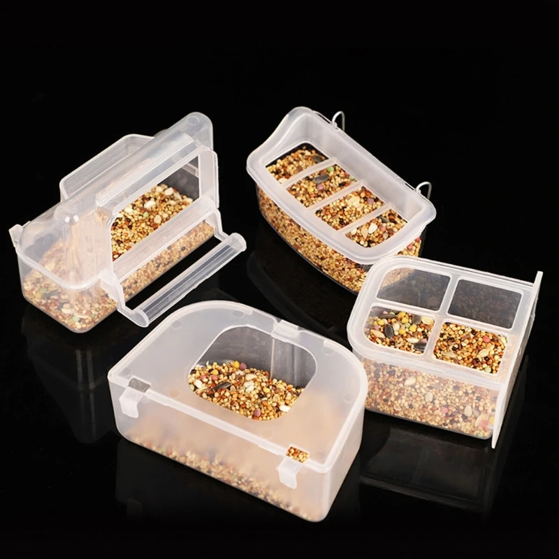 F92B Parrots Feeders Clear Feeding Bowl Quick Use Easy to Clean Cage Feeding Station