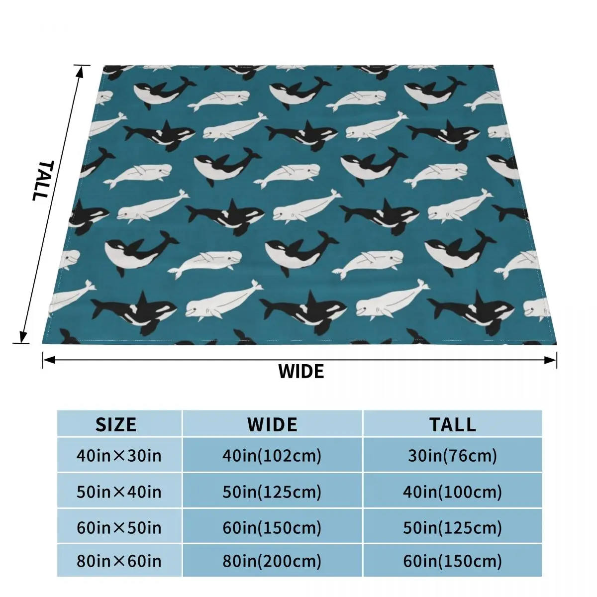 Belugas & Orcas on Teal Throw Blanket funny gift Bed blanket throw blanket for sofa