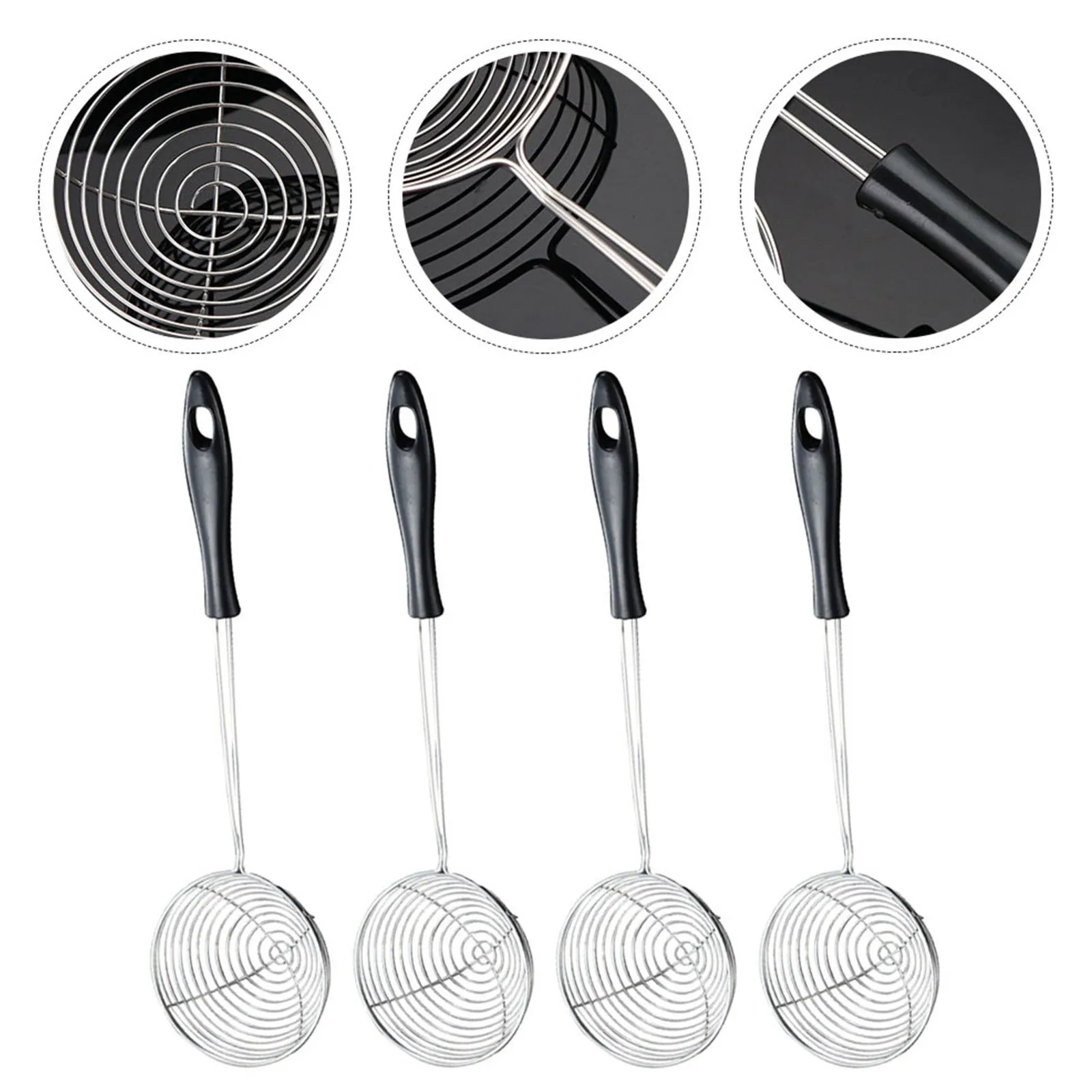 

4pcs Stainless Steel Hot Pot Strainer Spoon Multifunctional Kitchen Colander For Noodles Tea Oil Drain Home Use