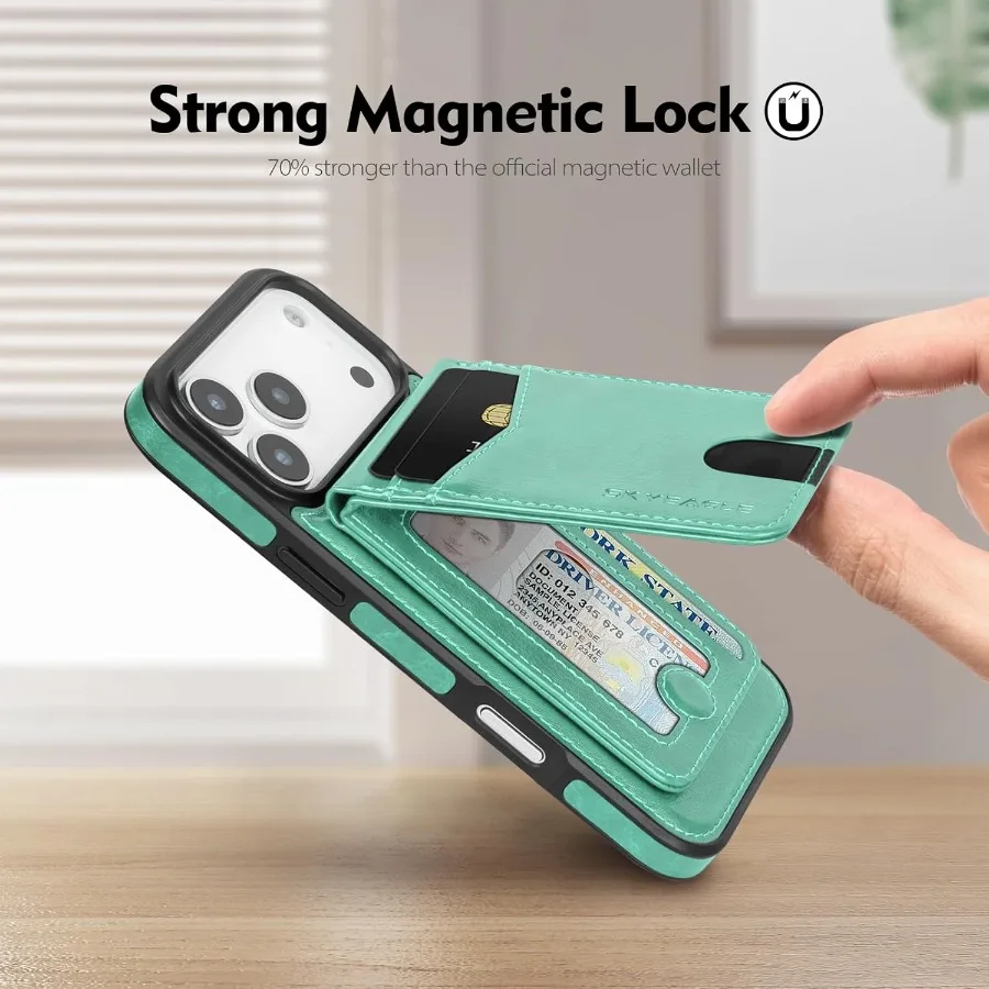 Compatibile con Magsafe 2 in 1 Custodia a portafoglio staccabile per iPhone 17 Pro con porta carte per donna uomo pelle PU magnetica