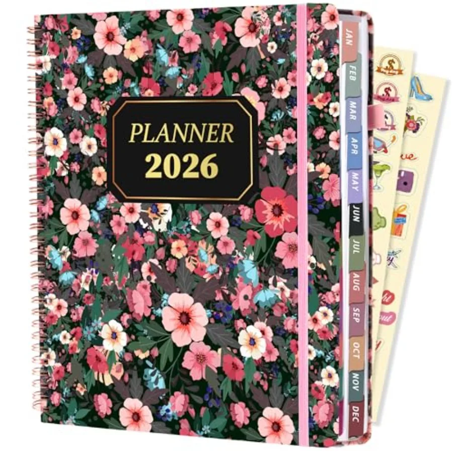 

2026 Planner Weekly and Monthly Daily Hard Cover Calendar Planners 8.5 x 11 Jan 2026-Dec 2026 for Women with Stickers and Tabs