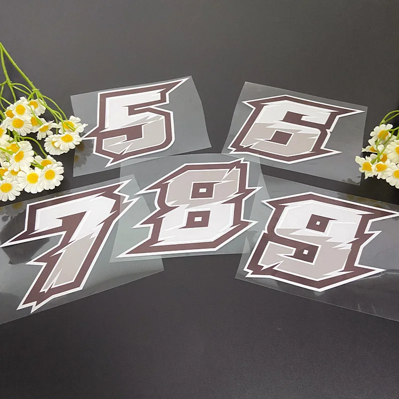 Arabic Number Stickers 2PCS, Waterproof Vinyl Decals for Motorcycle Helmet Box Windshield E-Scooter Fairing Car Decor