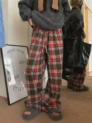 HOUZHOU Y2k Vintage Plaid Pants Woman Baggy Korean Style Harajuku Japanese Streetwear Casual Oversize Check Trousers Autumn