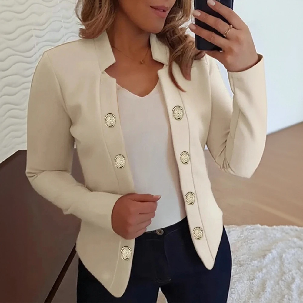 

Women's Lightweight Jackets Autumn Winter Fashion 2025 Casual Elegant Plain Long Sleeve Lapel Commute Jackets