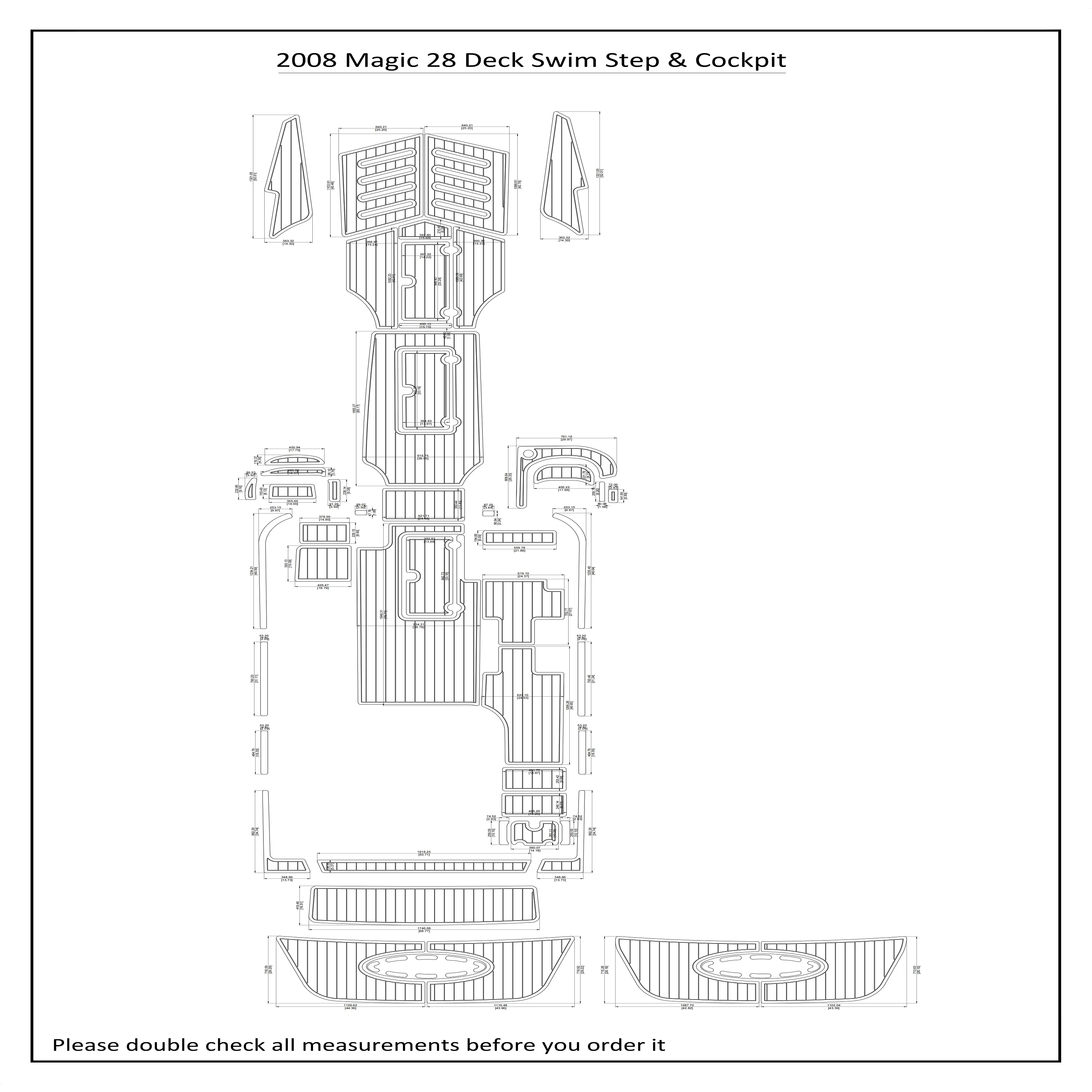 

2008 Magic 28 Deck Swim Step Cockpit Boat EVA Faux Teak Deck Floor Pad