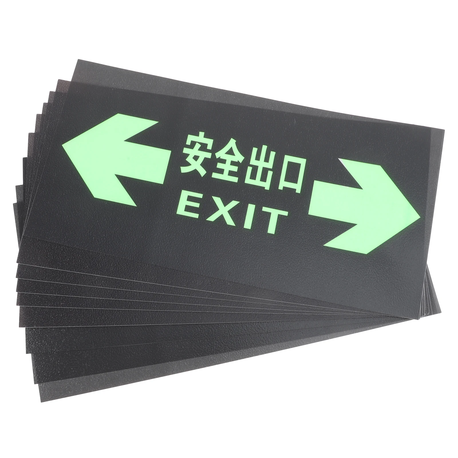 

10 Pcs Glow-in-the-dark Safety Signs Stickers Exit Directional Pvc Label Indicator