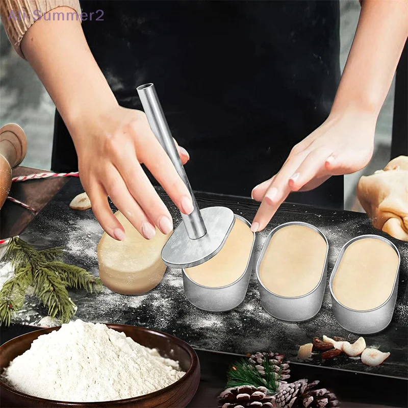 {MX} Stainless Steel Pulburon Molder With Pusher DIY Pineapple Cake Mousse Pastry Ring Mold Cake Baking Decorating Tools