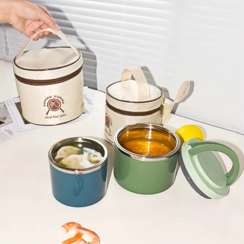 CloudUda Food Thermos 1000ml Soup Thermos Stainless Steel Bento Box With Handle Free Insulated Bags And Spoons