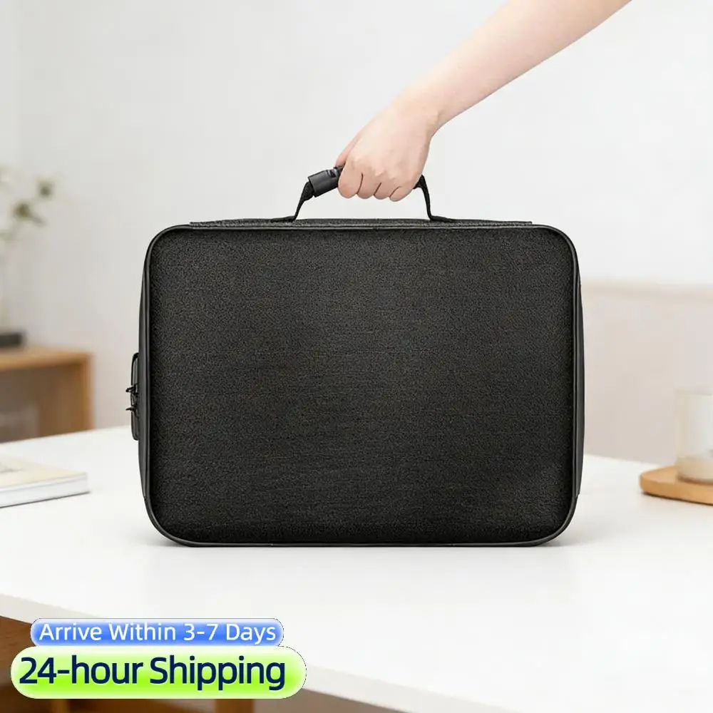 

Document Organizer with Lock Document Safe Box with Water-Resistant Zipper for Laptop Passport Certificates Cards