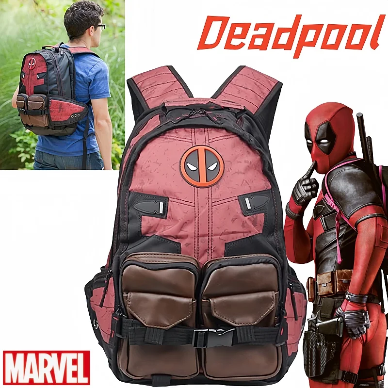 Marvel Anime Deadpool School Bag Hero Peripheral Creative Fashion Backpack Malestudent Personality Backpack Leisure Travel Bags