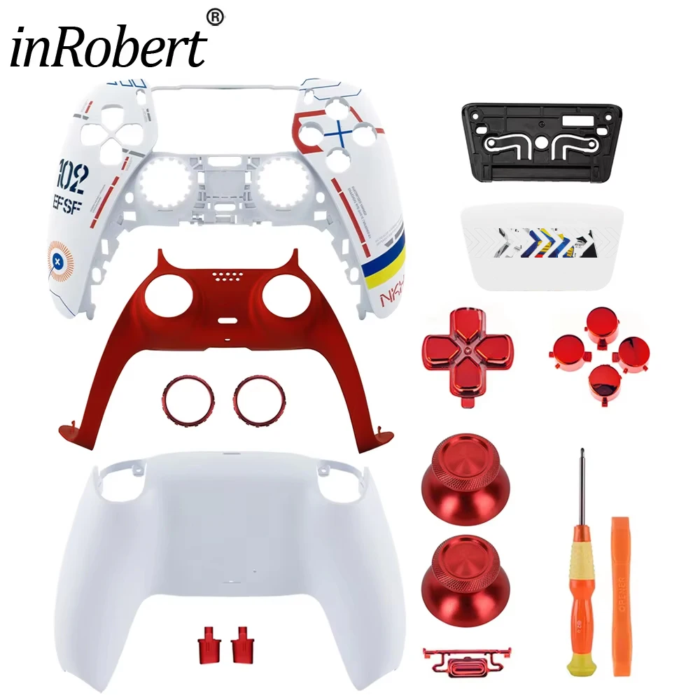 Housing Kit For PS5 Controller BDM-010/020/030/040/050 Front Back Cover Touchpad Metal Joystick Crystal/Electroplating Button