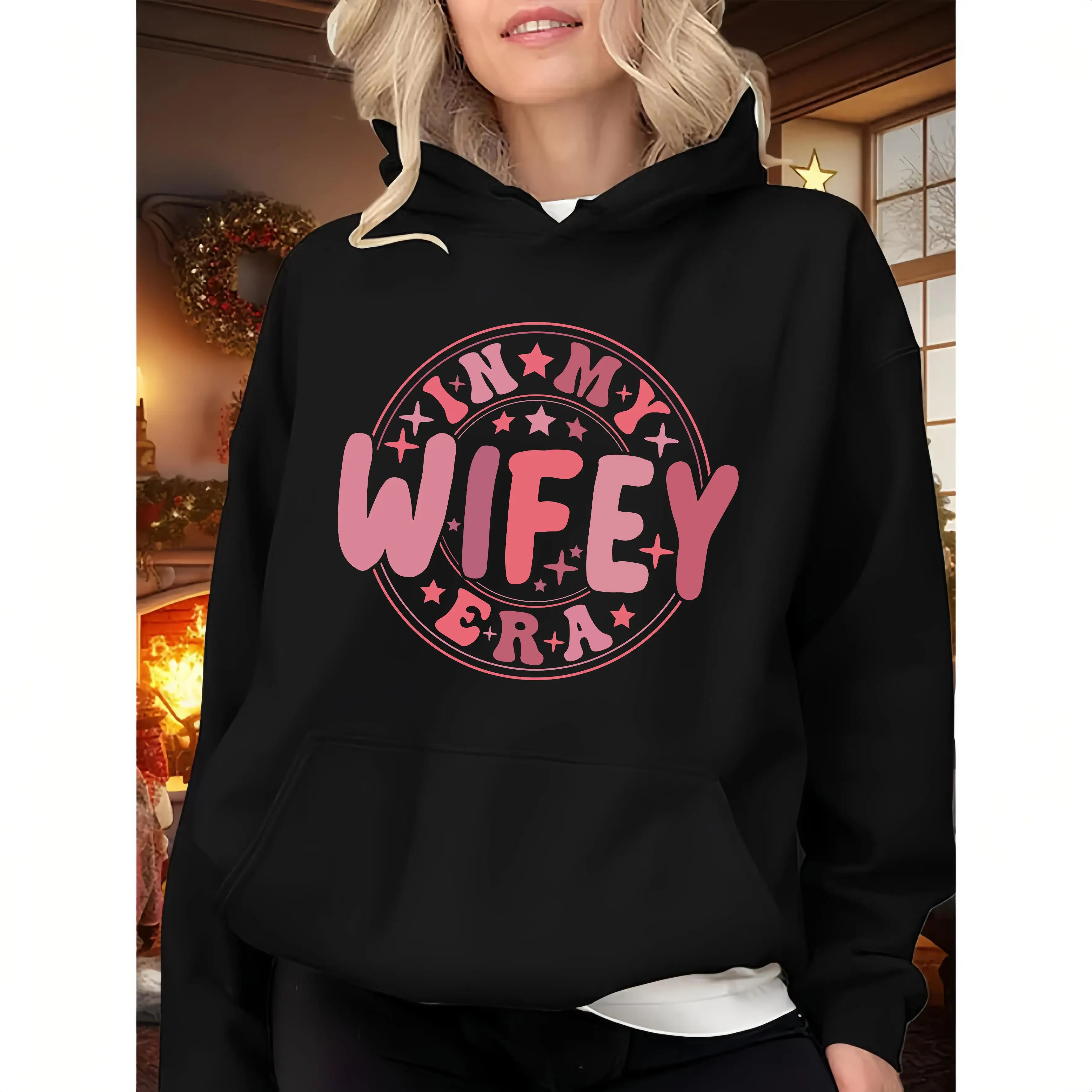 

In My Wifey Era Hoodie for Women | Pink Star Graphic Sweatshirt | Cute Newlywed Bachelorette Party Gift | Wedding Season Pullove