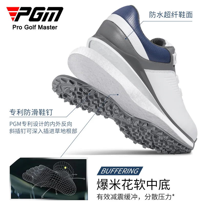 

PGM Men's Golf Shoes with Knob Lacing Popcorn Soft Sole Waterproof Sports Shoes for Summer