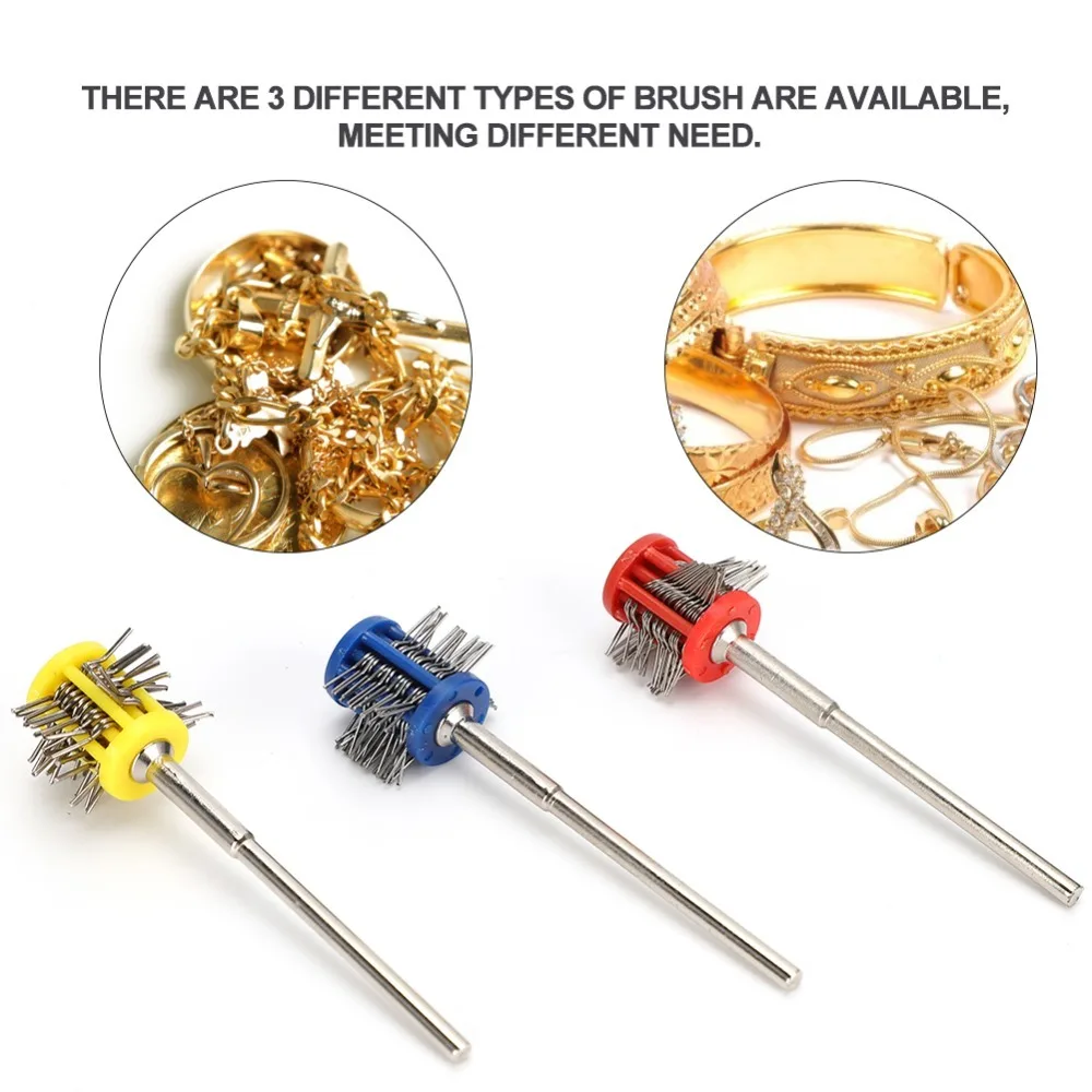 3Pcs Ergonomic Handle Metal Texturing Brush Multiple Colors Multiple Sizes Polishing Brush Wire Brush Tool DIY Projects