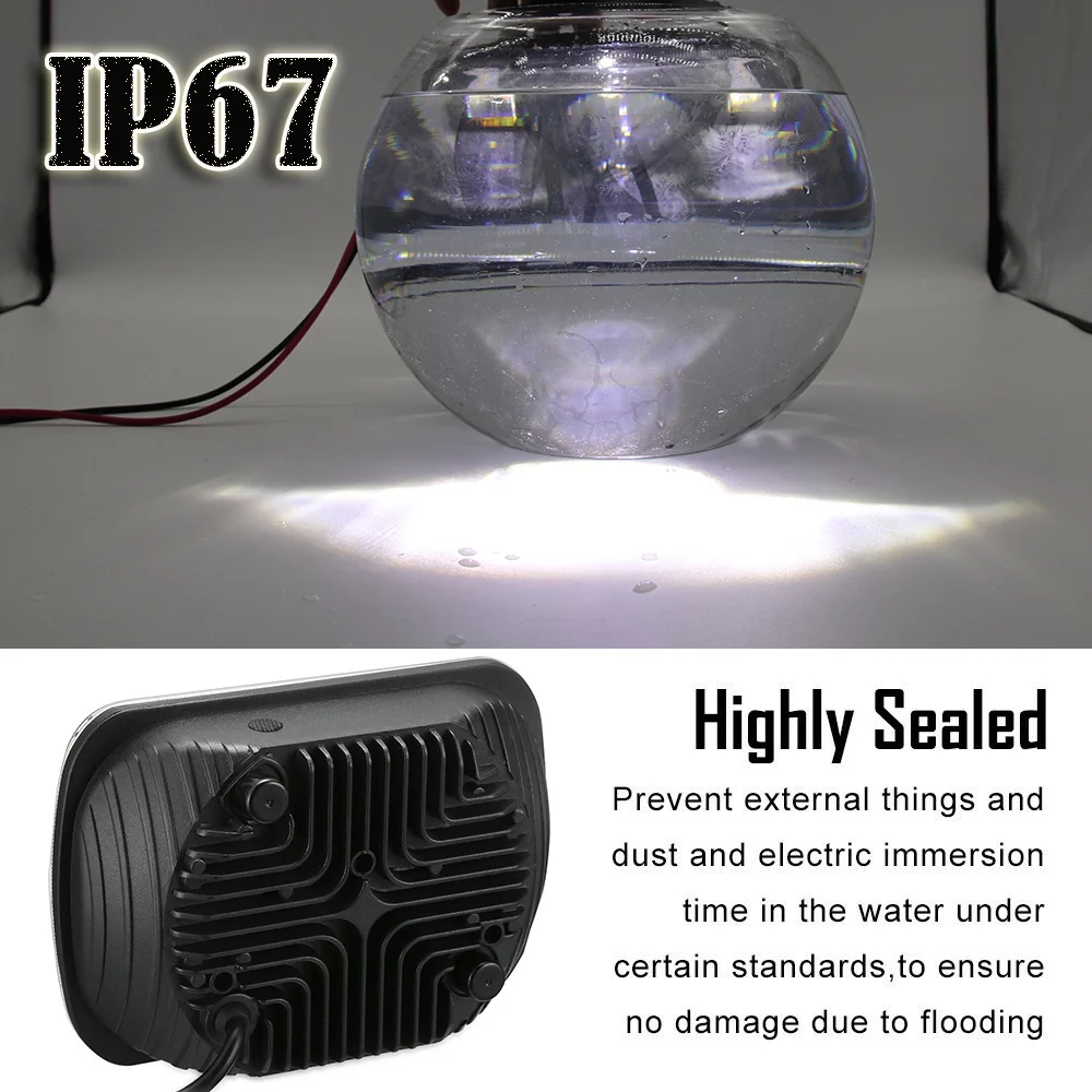 

A54P-1PCS H6054 7x6 дюймов 5x7 дюймов Светодиодная квадратная герметичная фара-проектор для Plymouth Dodge GMC Jeep Cherokee Wrangler XJ YJ