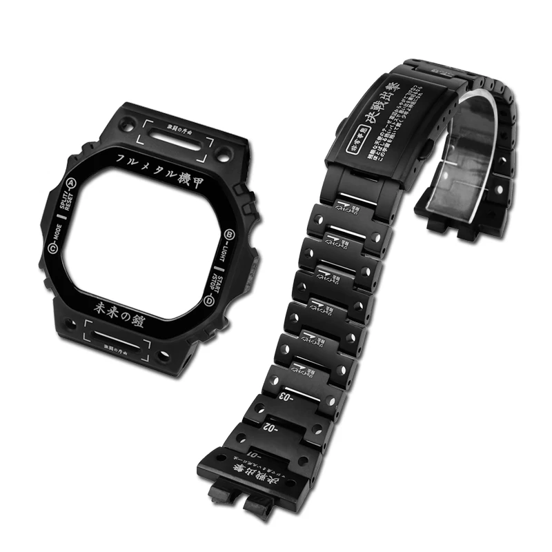 For Casio G-SHOCK GWM-B5000 DW5600 5610 Modified titanium alloy armor set strap+Watch Case Bezel metal buckle Bracelet Watchband