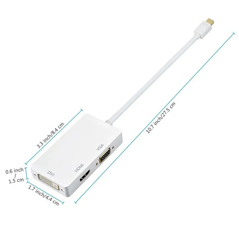 Support 4K 1080P Three-in-one Mini DisplayPort 3 in 1 Mini DP to HDMI VGA DVI Adapter Converter Cable