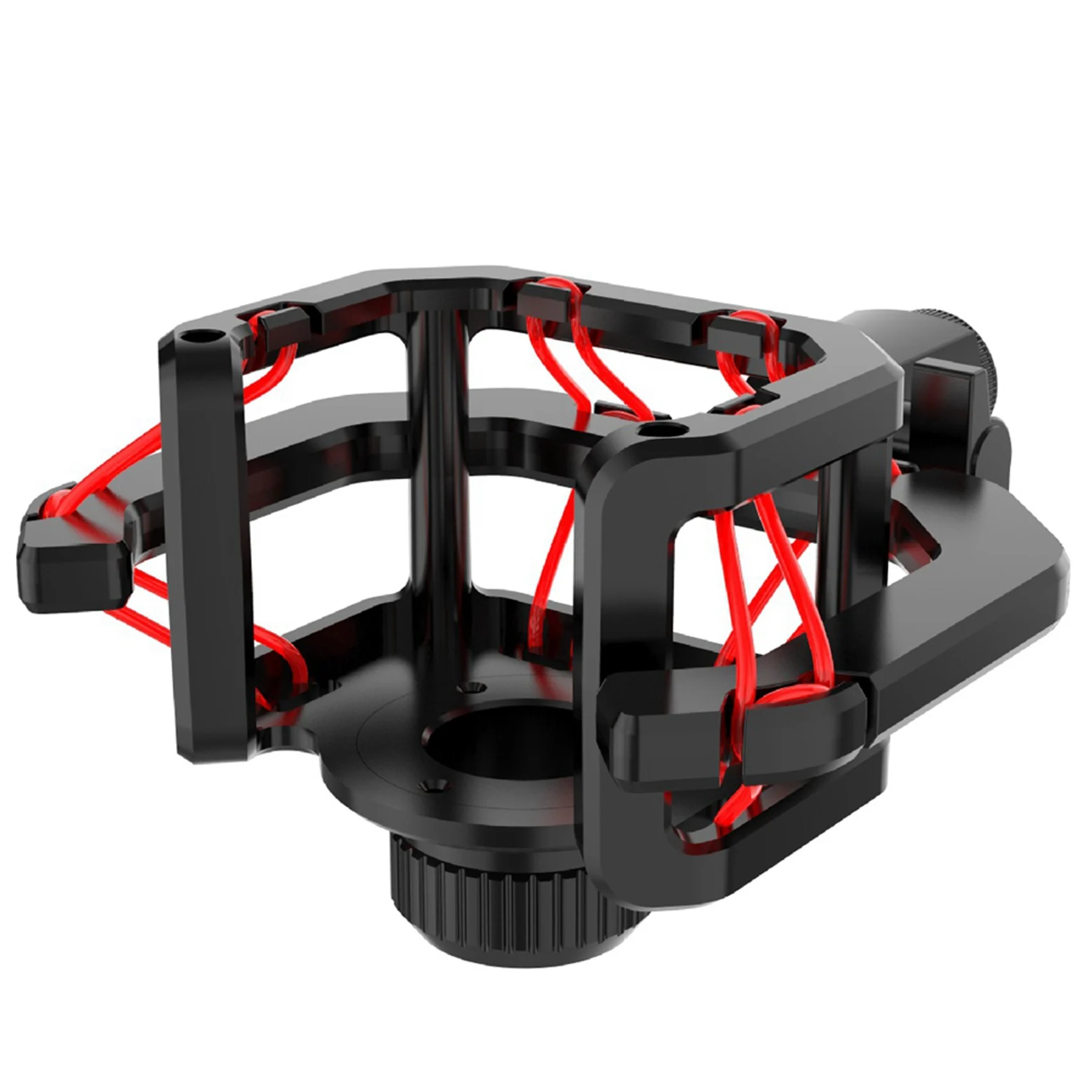 حامل صدمات للميكروفون مع فلتر ميكروفون للزجاج الأمامي يقلل من الضوضاء وشاشة مضادة للاهتزاز ومستقرة وسهلة التركيب، أحمر