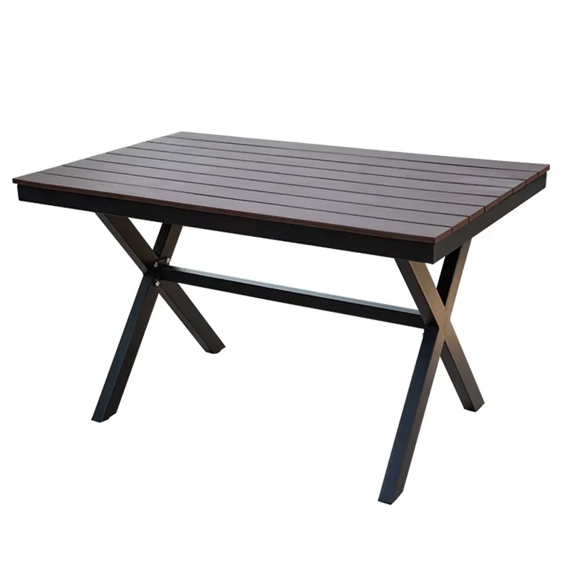 130cm Garden Table Large Outdoor Table Rectangular Dining Table Wood-plastic Waterproof Tabletop Outdoor Furniture Dinner Table