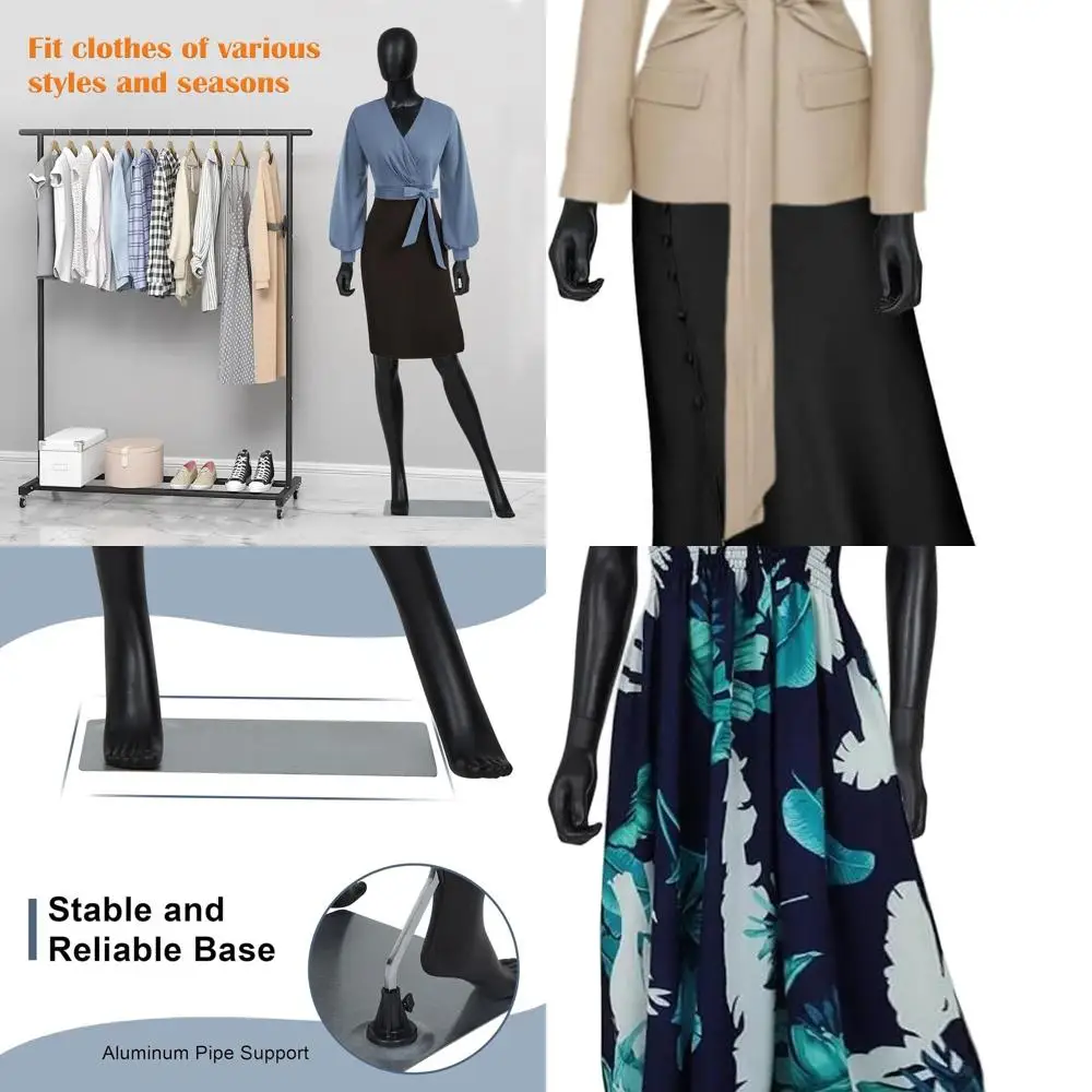 

70 Adjustable Female Mannequin for Fashion, Sewing, and Retail Displays - Black