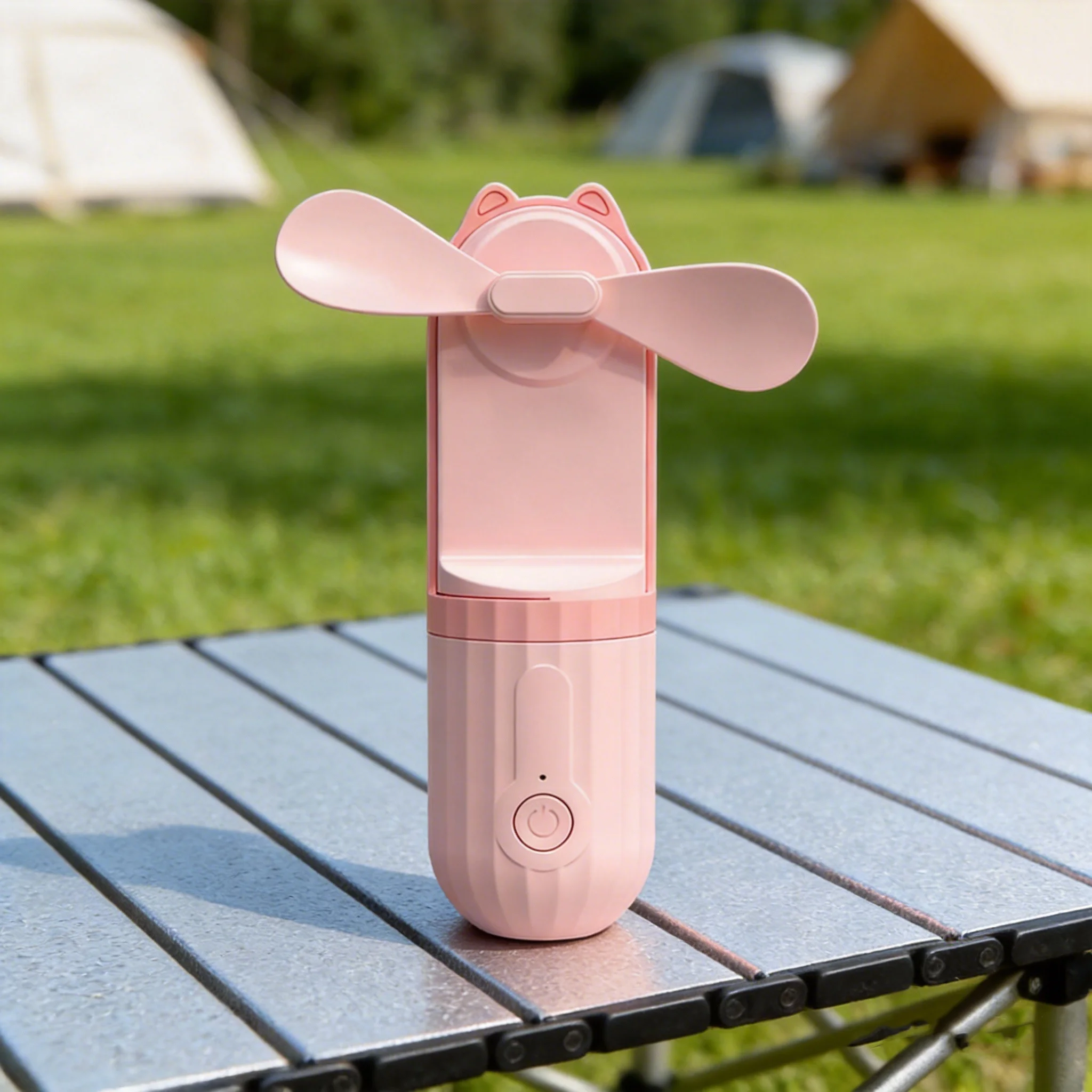 

Ladies Mini handheld small fan can be used as a power bank lighting high wind power outdoor silent charging fan Small and compac