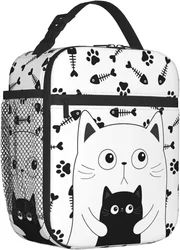 Cute Cat Lunch Bag for Women Men Kids Leakproof Cooler Tote Bags Reusable Insulated Lunch Box for Office School Picnic Travel