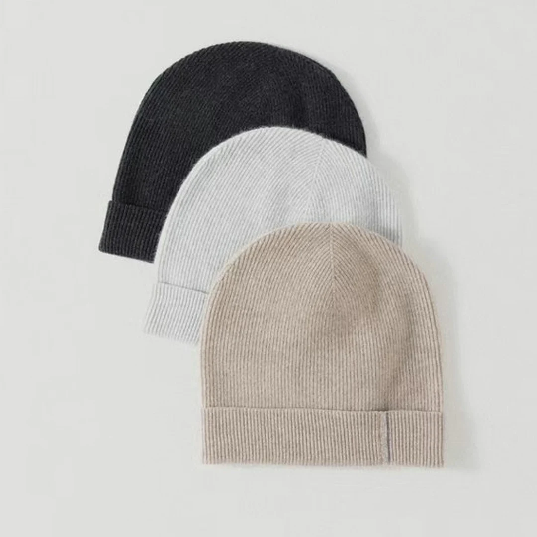 2026 Autumn/Winter New Cashmere Knit Hat – Solid-Color Ribbed Beanie With Ear Protection, Versatile Woolen Cap